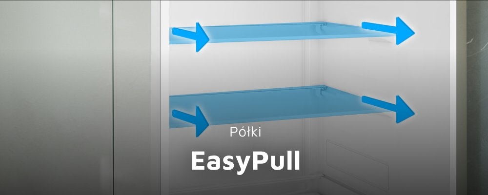 LODÓWKA BEKO BU1104N wizualizcja Półki EasyPull komfort zmiana wysokości wygoda regulacja wnętrze