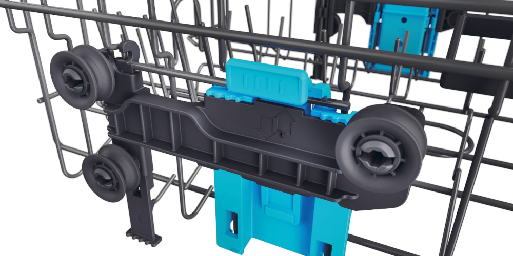 Zmywarka HAIER AI XI1C1TB4LPCFB boczne przyciski regulacja górnego kosza Easy Click łatwe podnoszenie opuszczanie maksymalna funkcjonalność