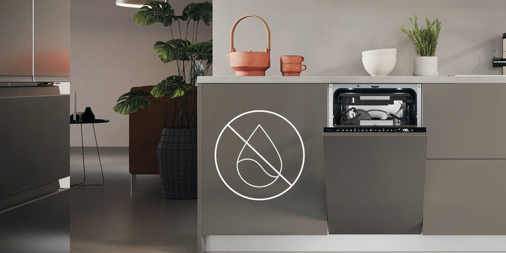 Zmywarka HAIER AI XI1C1TB4LPCFB ikona grafika kropla wody system bezpieczeństwa ochrona przed zalaniem AquaStop odcięcie dopływu wody zabezpieczenie domu mieszkania