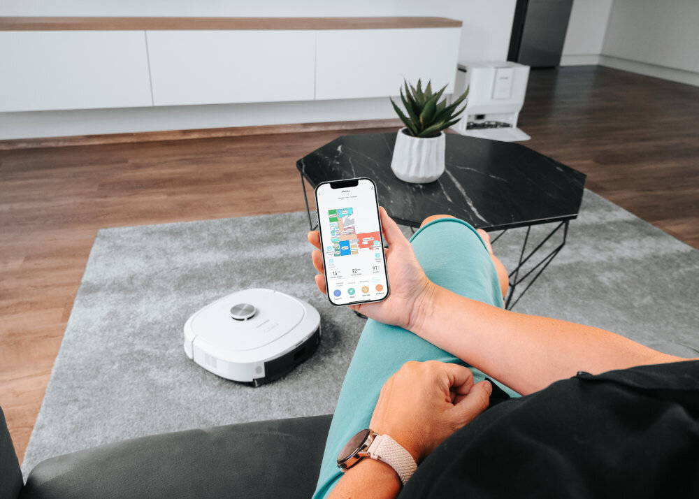 Robot sprzątający CONCEPT VR4130 Aqua Ultimate Laser 3D Planowanie i sterowanie Funkcja RoomPlan 3.0 ustawienie harmonogramów, czasu sprzątania, stref zakazanych oraz wirtualnych ścian Aplikacja Concept Home na iOS i Android z Amazon Alexa i Google Home do sterowania głosem