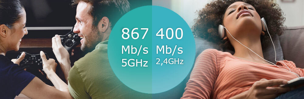 Karta sieciowa TP-LINK Archer T4U dwupasmowa technologia AC, trzy razzy szybsze, 867 mb/s 5 ghz, 400 mb/s, 2,4 ghz