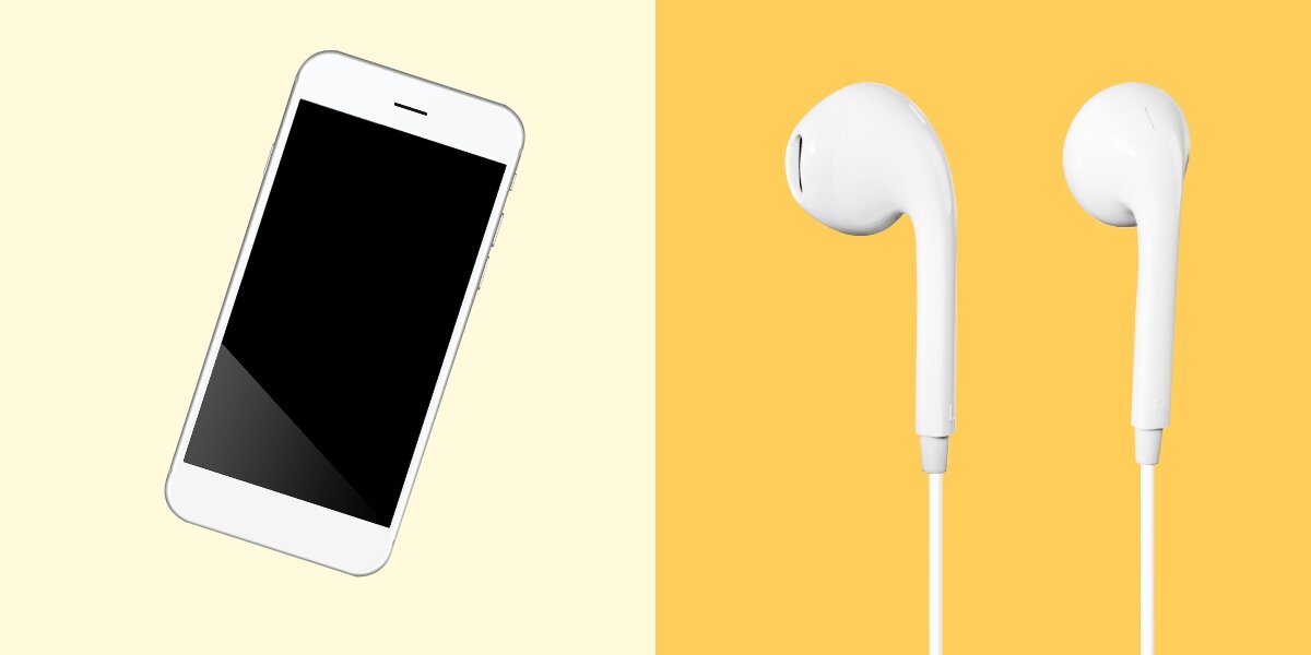 Słuchawki douszne HAMA Glow II Biały Biały smartfon obok słuchawek dousznych Hama – prezentacja kompatybilności i designu akcesorium.