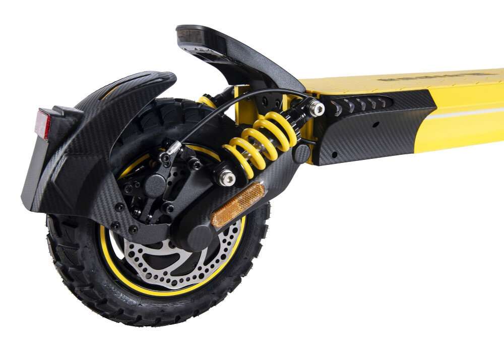 Hulajnoga elektryczna XRIDER F10 Pro Czarno-żółty najwyzszy poziom bezpieczenstwa mocny hamulce tarczowe stabilnosc pelna kontrola duza sila hamowania po nacisnieciu hamulca silnik elektryczny automatycznie odlacza zasilanie natychmiastowe inicjowanie skutecznego bezpiecznego hamowania