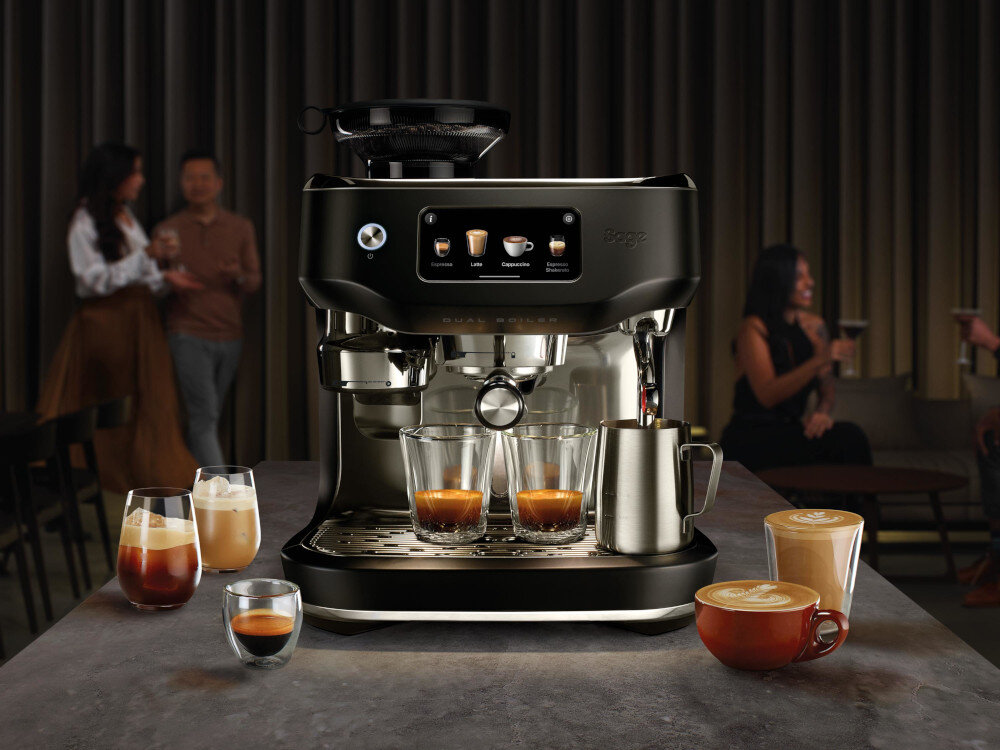 Ekspres SAGE Oracle Dual Boiler SES995BTR Auto Dial-In Automatyczna mikropianka Auto MilQ™ jedwabista pianka Regulacja temperatury i tekstury latte czy cappuccino