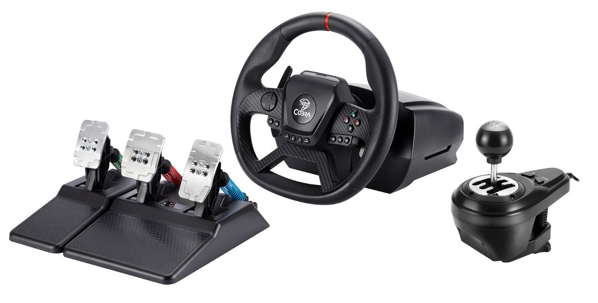 COBRA GT987FF Pro PC/PS4/XBOX ONE zestaw pedałów z sensorem Halla, ręczną skrzynię biegów oraz elementy montażowe