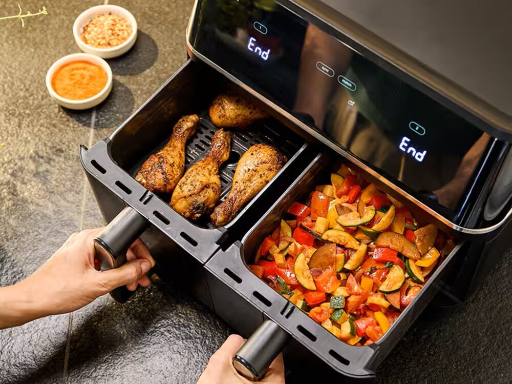 Air Fryer Frytkownica beztłuszczowa BRAUN TwinCook 5 TD5030I dwie duze szuflady, krótszy czas przygotowania, dla całej rodziny