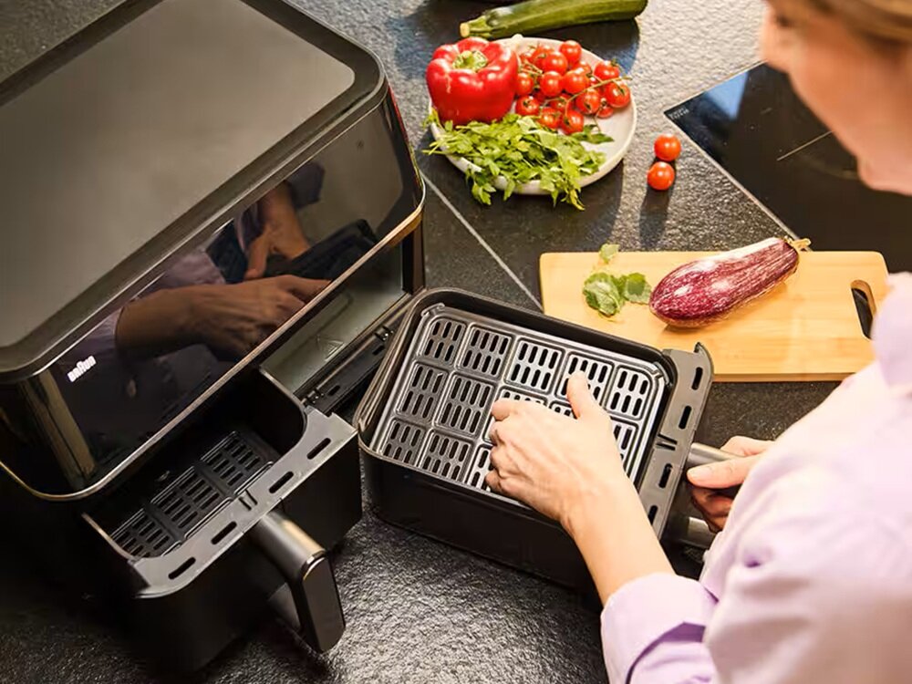 Air Fryer Frytkownica beztłuszczowa BRAUN TwinCook 5 TD5030I funkcja synchronizacji, automatyczne dopasowanie czasu, wygodne rozwiązanie