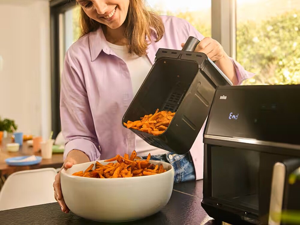Air Fryer Frytkownica beztłuszczowa BRAUN TwinCook 5 TD5030I technologia realair, szybki obieg gorącego powietrza, chrupiące z zwenątrz, soczyste w środku