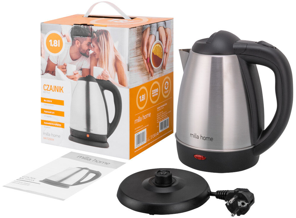 CZAJNIK MILLA HOME MKT200IX (INOX) (1,8L) zestaw zawartosc opakowania