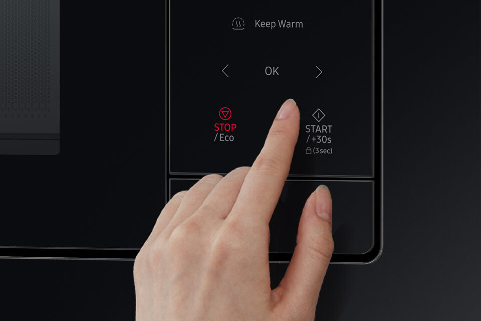 Jedno naciśnięcie przycisku wydłuża grzanie, by potrawa osiągnęła odpowiednią temperaturę Jedno naciśnięcie przycisku wydłuża grzanie, by potrawa osiągnęła odpowiednią temperaturę