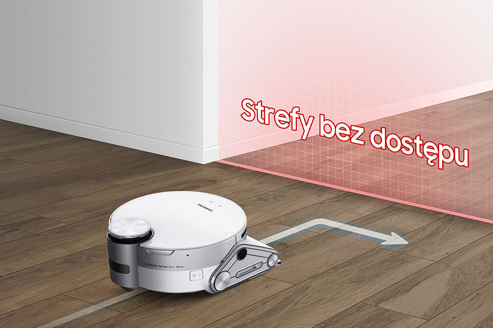 Korzystając z aplikacji SmartThings możesz stworzyć strefy, do których Jet Bot AI+ nie ma dostępu 