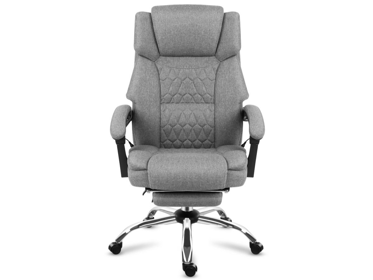 Fotel MARK ADLER Boss 6.0 Szary, ergonomiczny, zadabanie, zdrowie, samopoczucie, na białym tle fotel frontem na wprost