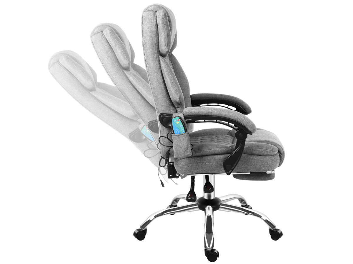 Fotel MARK ADLER Boss 6.0 Szary, wyprofilowane, oparcie, kręgosłup, podłokietniki, na biały tle fotel od boku z wizualizacją regulacji oparcia