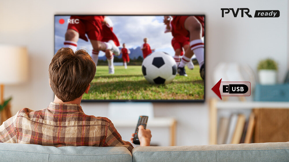 JVC LT-65VD7500 funkcji PVR pamięć zewnętrzną USB-A filmu, serialu czy meczu USB-A pendrive - zapis z meczu na ekranie
