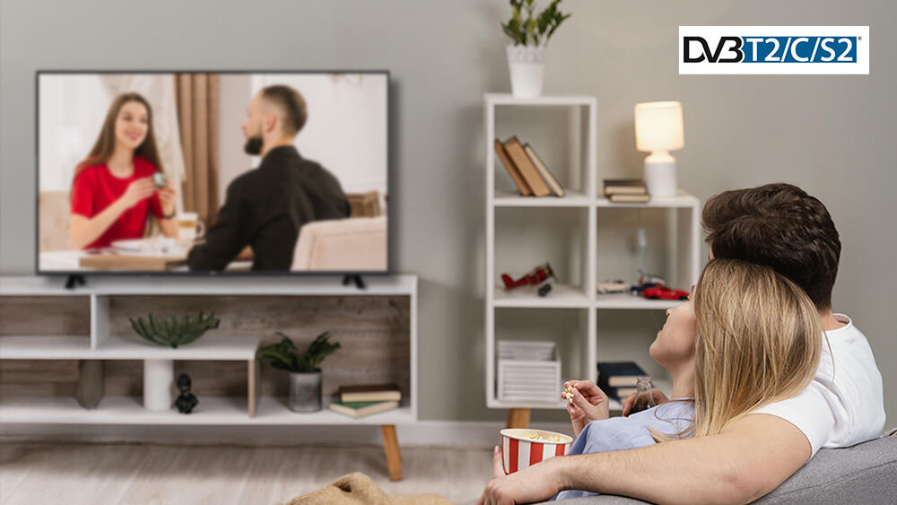 JVC LT-75VDQ7500 Wbudowany tuner naziemną, kablową i satelitarną standardem HEVC (H.265) - telewizja naziemna, kablowa i satelitarna