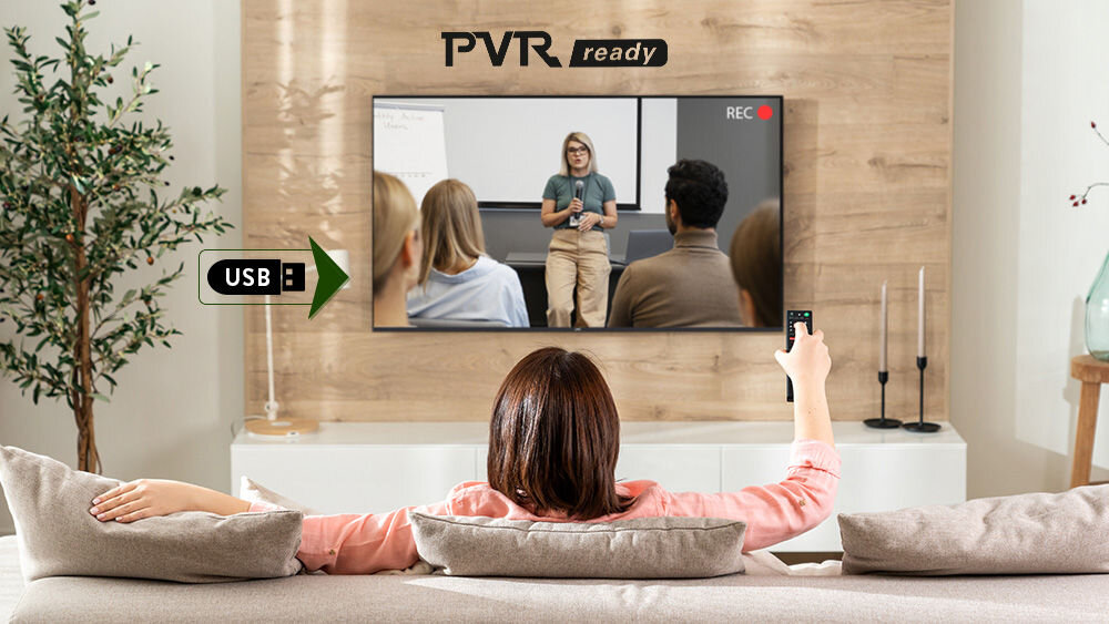 JVC LT-75VDQ7500 funkcji PVR pamięć zewnętrzną USB-A filmu, serialu czy meczu USB-A pendrive - zapis z filmu na ekranie