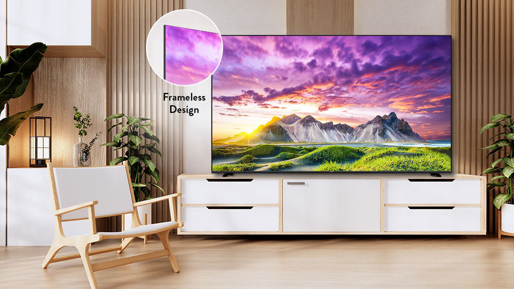 JVC LT-75VDQ7500 bezramkowym ekranem centralna podstawa - cienkie ramki