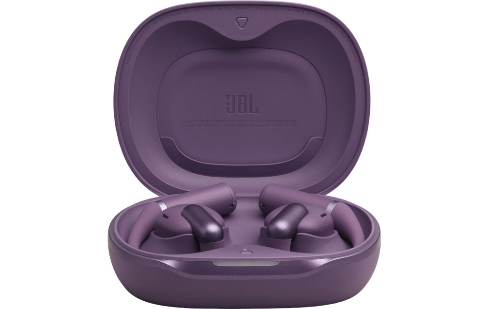 Słuchawki powietrzne JBL Sense Pro technologia OpenSound i wygodna konstrukcja, etui z słuchawkami na białm tle