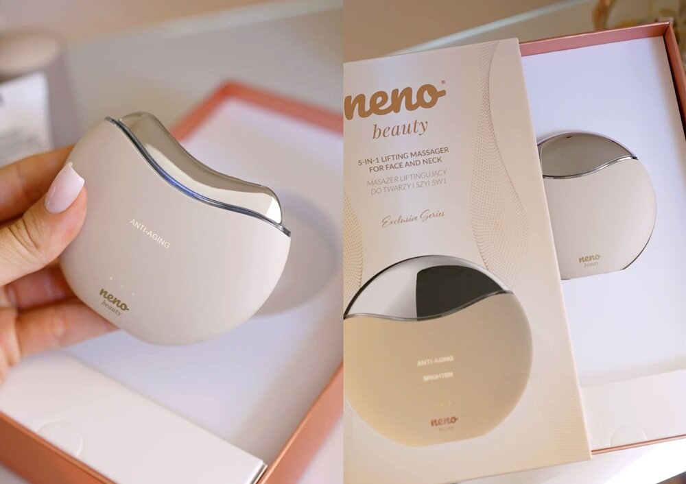 Liftingujący masażer do ciała i szyi NENO BEAUTY Auri ergonomiczna głowica, dopasowana do kształtu twarzy, wsparcie drenażu limfatycznego