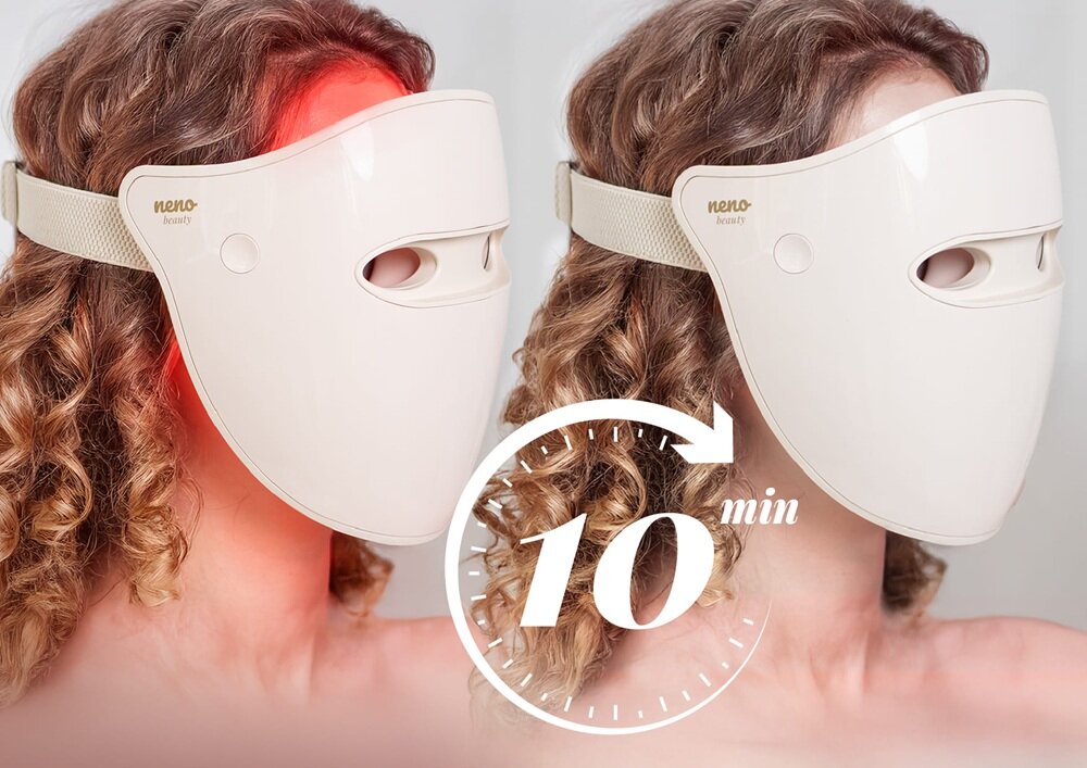 Maska LED NENO BEAUTY Alva automatyczny timer, prawidłowy czas zabiegu, pełny odpoczynek