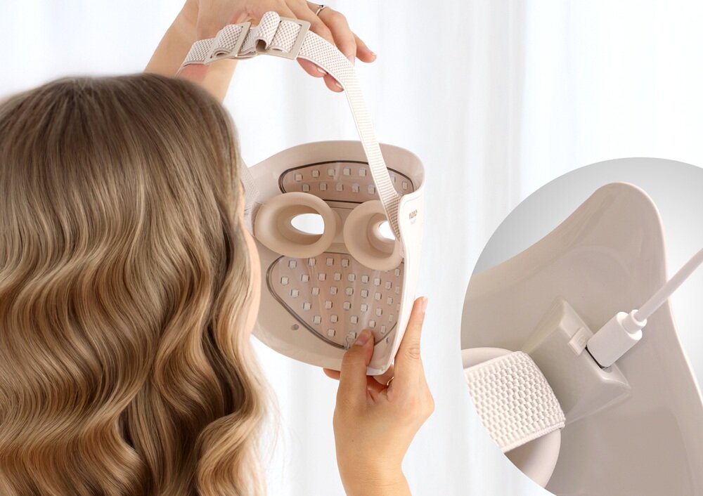 Maska LED NENO BEAUTY Alva bezprzewodowa konstrukcja, automatyczny timer, prawidłowy przebieg sesji, odpoczynek