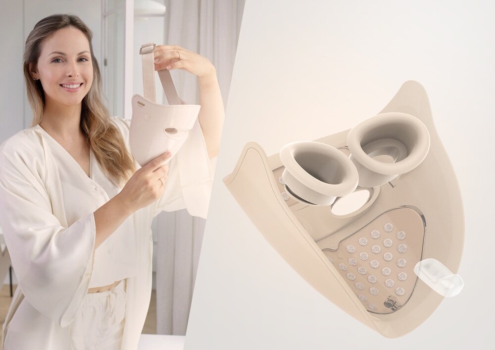 Maska LED NENO BEAUTY Alva bezprzewodowa konstrukcja, opaska potrzymująca, korzystanie w dowolnej chwili, łatwe ładowanie