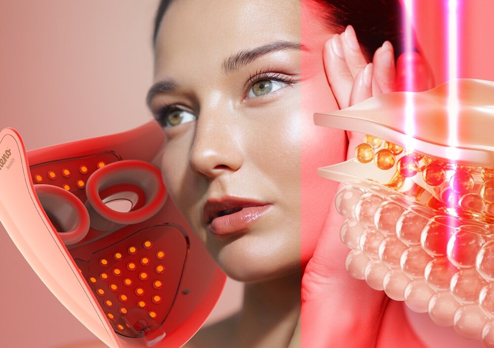 Maska LED NENO BEAUTY Alva zdrowa i promienna cera, tryb rozświetlający, stymulacja produkcji kolagenu, wyrónanie kolorytu skóry