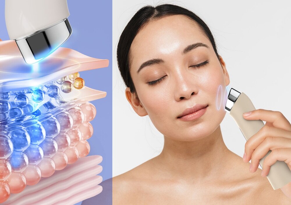 Urządzenie do pielęgnacji twarzy NENO BEAUTY Luve tryb Air Shot, redukcja niedoskonałości, poprawa struktury skóry, świeży i promienny wygląd skóry, bezpieczny zabieg