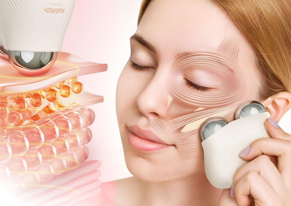 Masażer do twarzy z technologią EMS i funkcją termoterapii NENO BEAUTY Naya elektrostymulacja mięśni, pobudzenie włókien mięśni, lepsze napięcie i sprężystość, regularne sesje, lepsze rezultaty