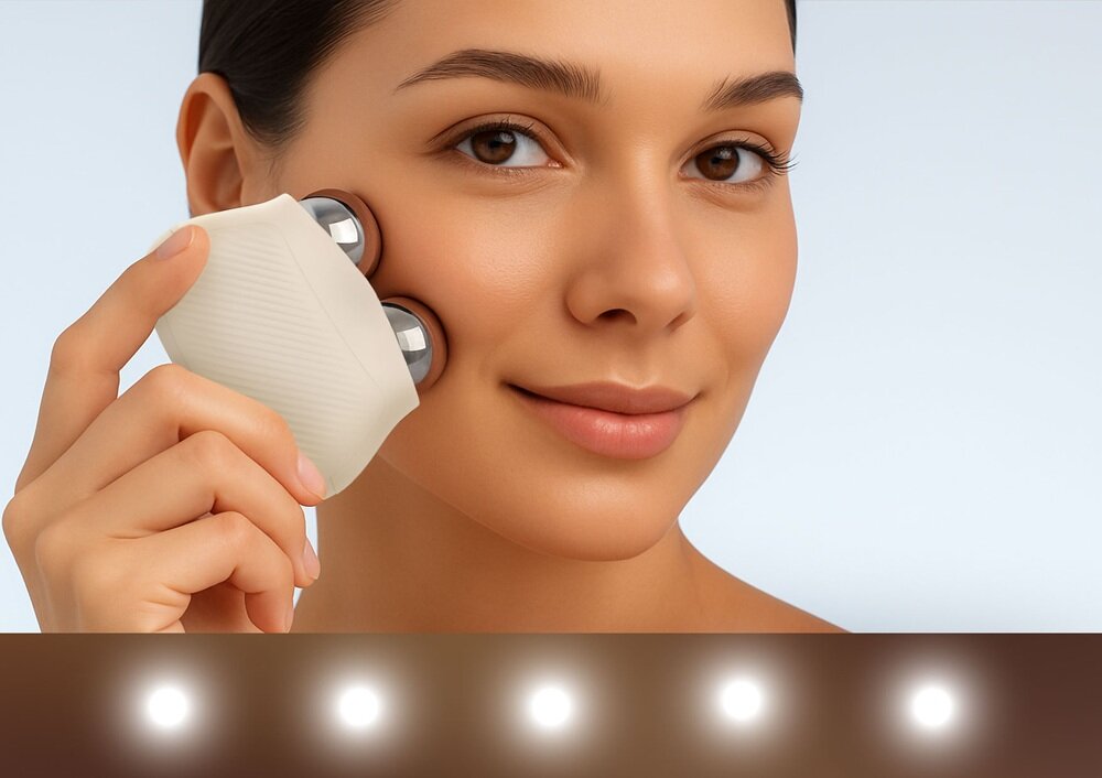 Masażer do twarzy z technologią EMS i funkcją termoterapii NENO BEAUTY Naya 5 poziomów intensywności, dopasowane działanie do wrażliwości skóry, łatwiejsze przyzwyczajenie skóry, bardziej komfortowo