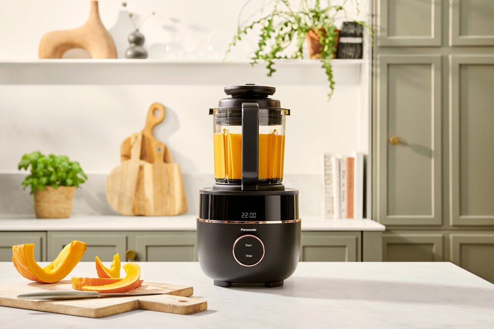 Blender kielichowy PANASONIC MX-HG4401KXE z funkcją gotowania automatyczne gotowanie/miksowanie, darmowa aplikacja, 11 programów automatycznych, 10 poziomów mocy, program samoczyszczący, timer z opóźnionym startem
