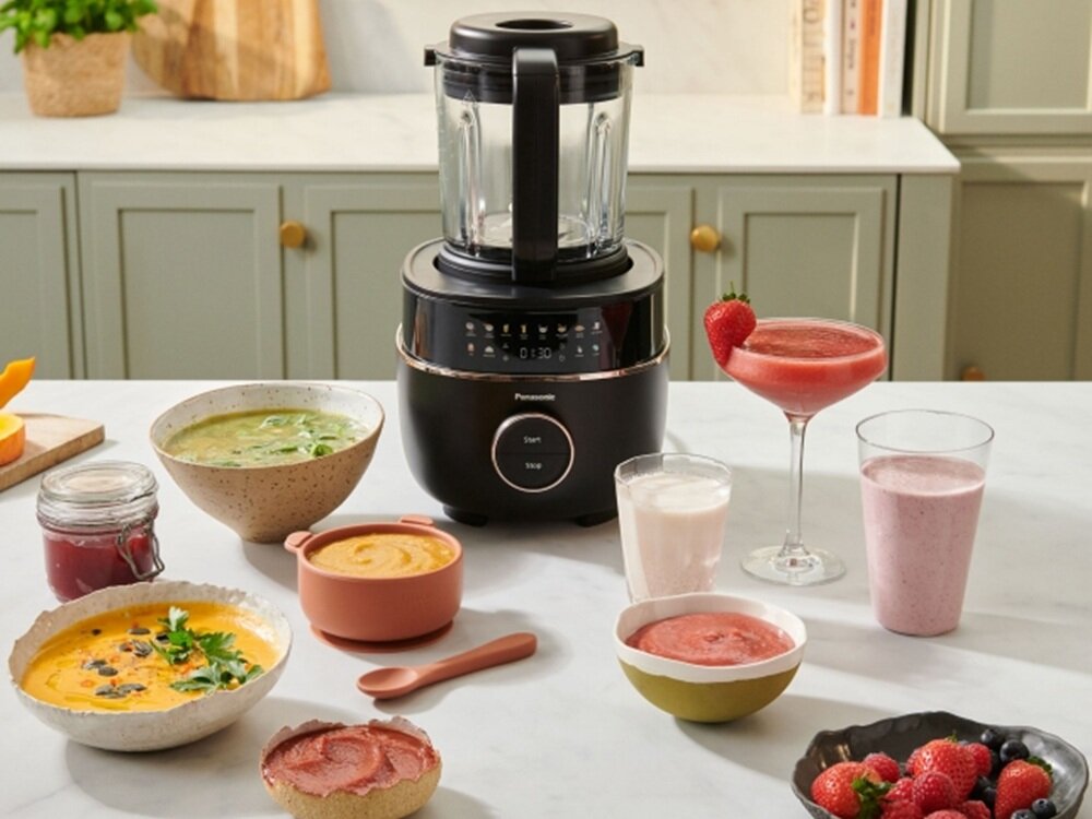 Blender kielichowy PANASONIC MX-HG4401KXE z funkcją gotowania wydajny silnik, do twardych składników, dopasowany do Twoich preferencji