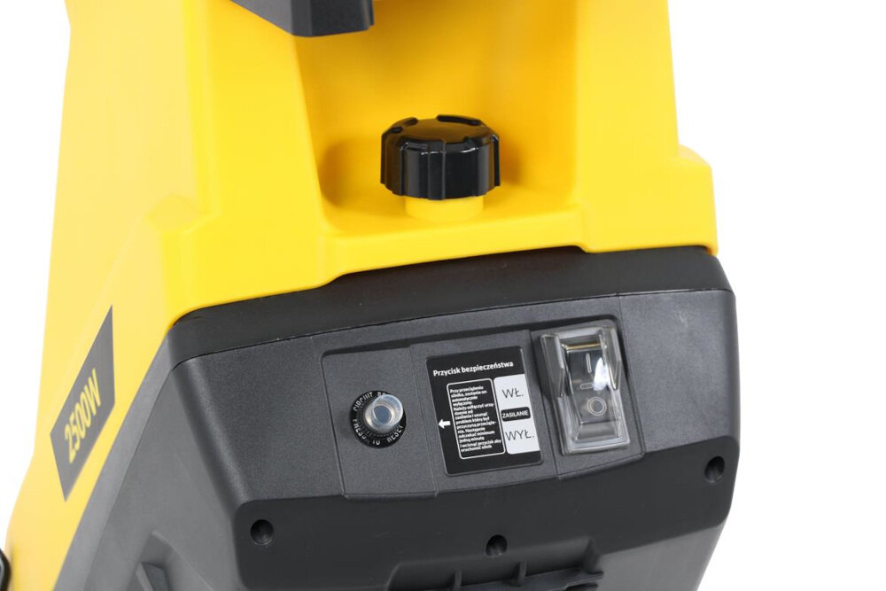 Rozdrabniacz do gałęzi LIDER LIR GTR2545 elektryczny silnik elektryczny moc 2500 W duża skuteczność narzędzia rozbija gałęzie o maksymalnej średnicy do 45 mm