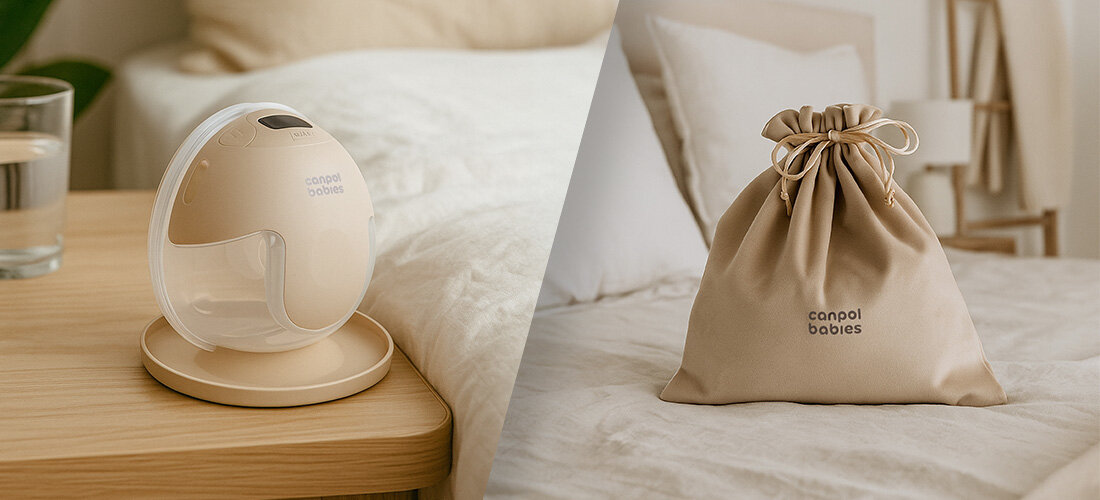 Laktator CANPOL BABIES podwójny SmartSense Wygodne przechowywanie  pokrywka podstawka przedłużka ramiączka aksamitny woreczek