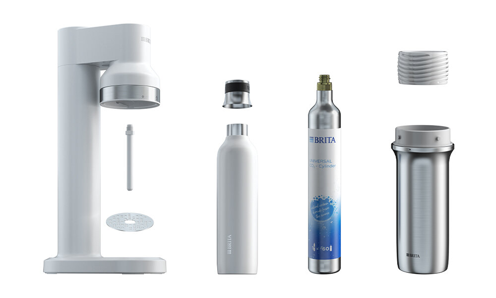 Saturator BRITA Sodatrio Biały budowa saturatora