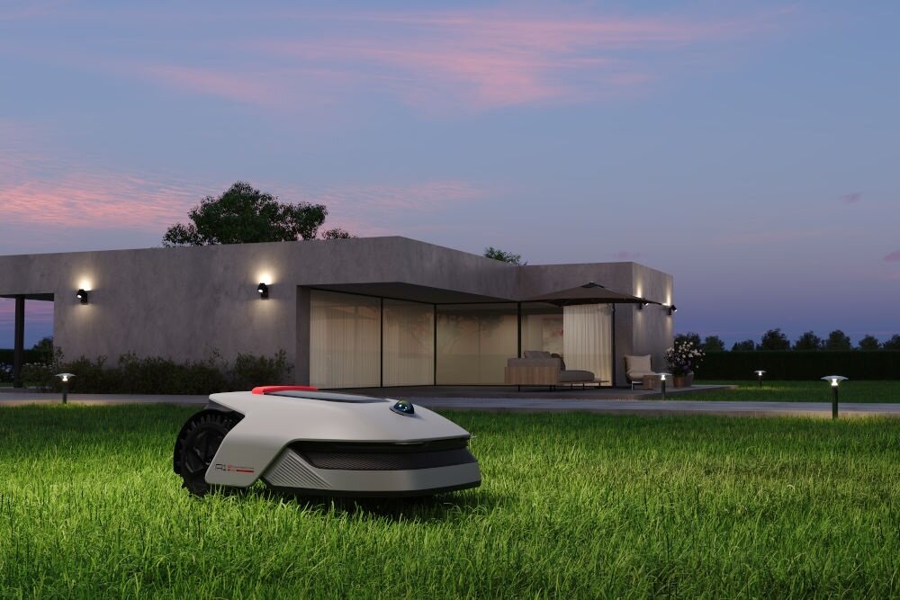 Robot koszący DREAME A1 Pro koszący trawnik po zmierzchu praca w słabym świetle praca w mocnym świetle