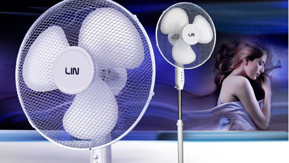 WENTYLATOR LIN LI16FS03WH - BIAŁY STOJĄCY moc wydajne chłodzenie regulacja strumienia powietrza nawiew