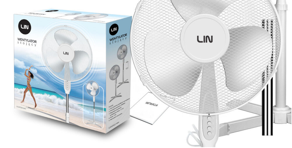 WENTYLATOR LIN LI16FS03WH - BIAŁY STOJĄCY Zawartość zestawu opakowanie kabel karta gwarancyjna