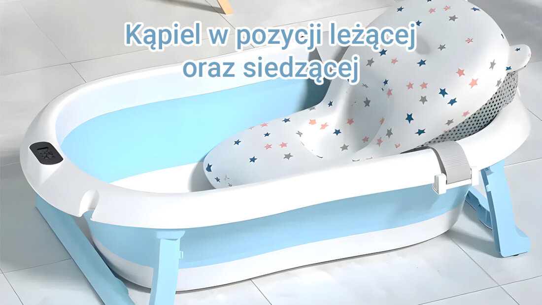 Wanienka EXTRALINK EX.20994 dla dzieci z termometrem LED Niebieska Wygoda w podróży Bezpieczeństwo podczas kąpieli Stabilny, wzmocniony stojak antypoślizgowe przyssawki kształt wymiary komfortowe warunki kąpieli