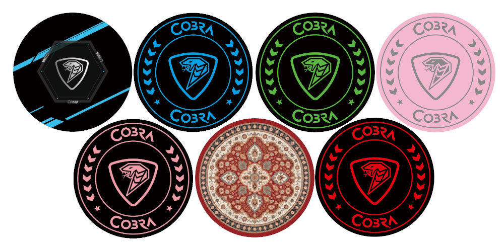 Mata pod fotel gamingowy COBRA 7 wariantach stylu i setupu unikalnym wzorem odporną na ścieranie antypoślizgowym spodem