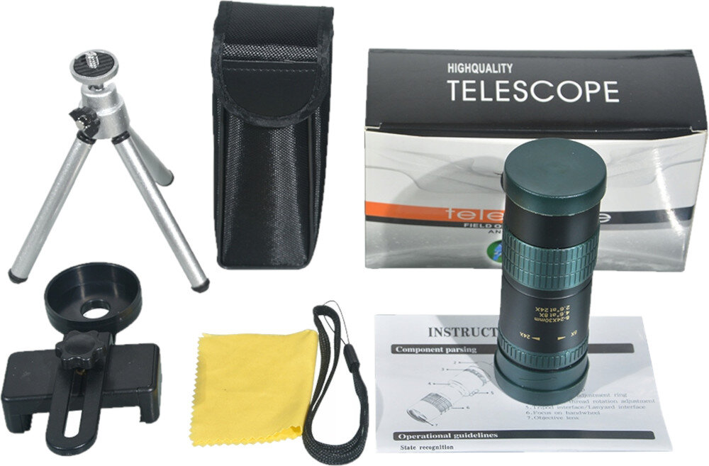 Monokular APEXEL APS-24x30 zestaw akcesoria dokumentacja