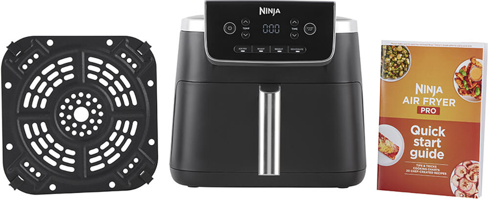 Air Fryer Frytkownica beztłuszczowa NINJA AF140EU kratka do przypiekania książeczka z przepisami dokumentacja białe tło