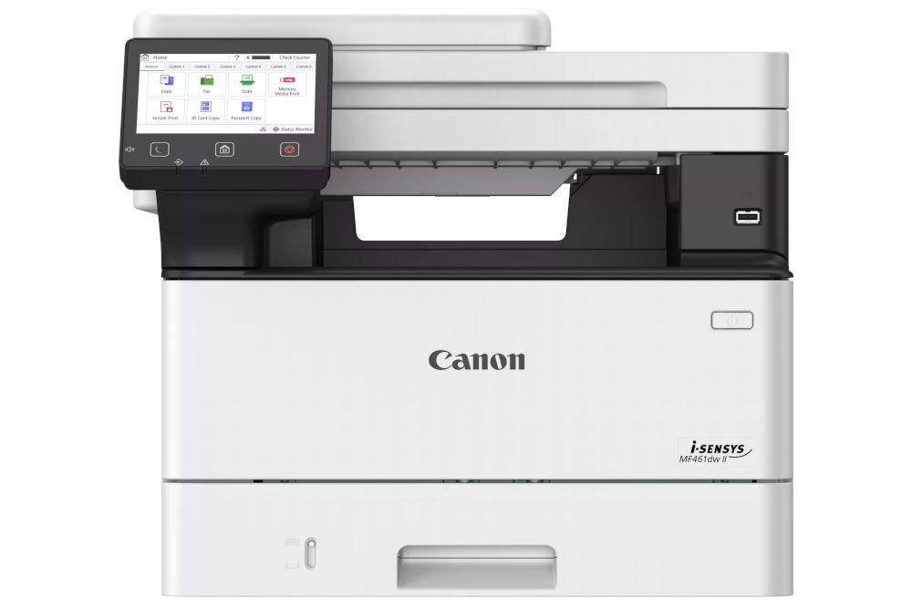 Urządzenie wielofunkcyjne CANON i-SENSYS MF461dw II Automatyczny druk dwustronny, Wi-Fi prezentacja urządzenia od przodu na białym tle przeznaczenie cechy zalety