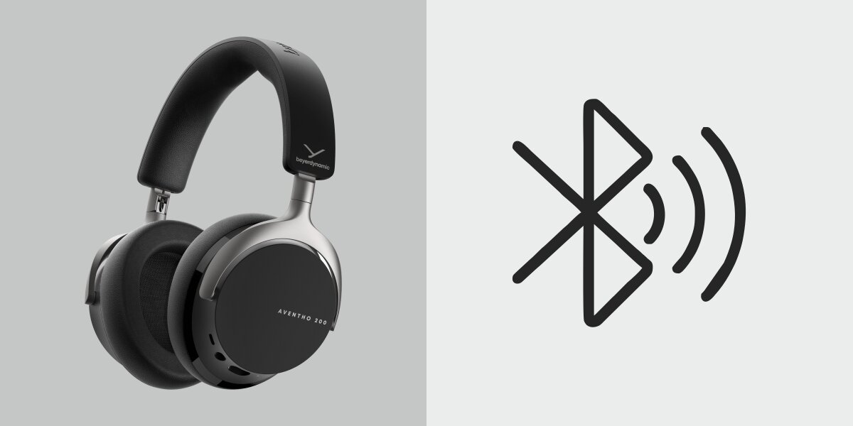Słuchawki nauszne BEYERDYNAMIC Aventho 200 - Inteligentne połączenia, Bluetooth 5.4, Multipoint, Fast Pair, słuchawki nauszne po skosie na jasnym tle