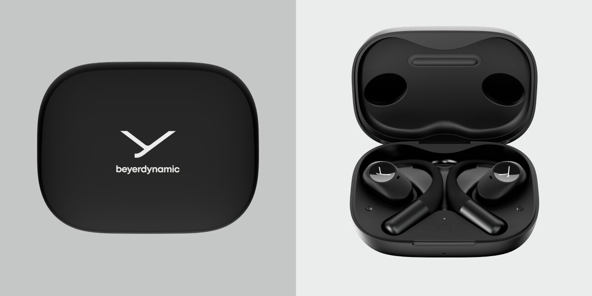 Słuchawki powietrzne BEYERDYNAMIC Amiron 200 - Swoboda i komfort dźwięku, Otwarta konstrukcja, słuchawki z etui ładującym na białym tle