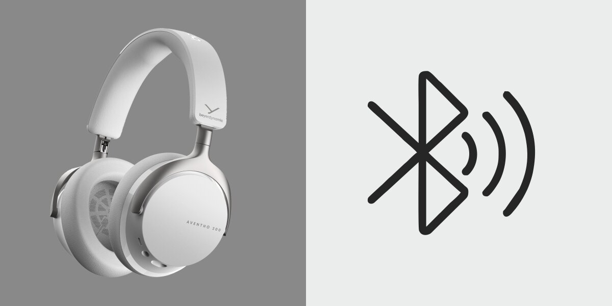 Słuchawki nauszne BEYERDYNAMIC Aventho 200 - Inteligentne połączenia, Bluetooth 5.4, Multipoint, Fast Pair, słuchawki nauszne po skosie na jasnym tle