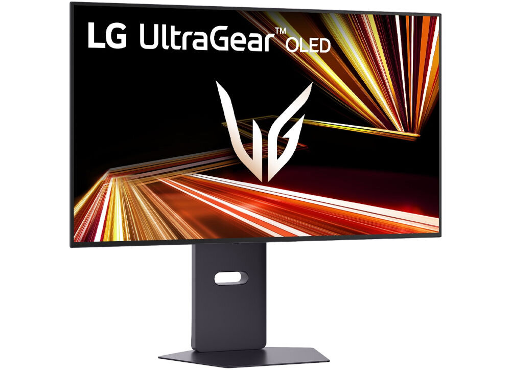 Monitor LG UltraGear 32GX850A-B 32 cale 3840x2160px 165Hz 0.03 ms [GTG] prezentacja monitora pod kątem na białym tle 98,5% DCI-P3 wierne odwzorowanie kolorów