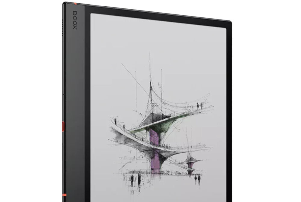 Czytnik e-booków ONYX BOOX Note Air 5 C 10.3 cala, Podświetlany ekran, Wi-Fi Szary prezentacja czytnika z uciętym dołem na białym tle wbudowany czytnik linii papilarnych wygoda ochrona danych