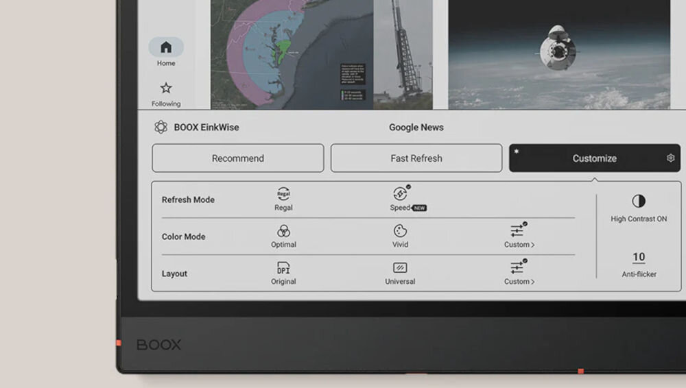 Czytnik e-booków ONYX BOOX Note Air 5 C 10.3 cala, Podświetlany ekran, Wi-Fi Szary 
			zbliżenie na róg czytnika i kawałek ekranu na beżowym tle
			bateria pojemność system zarządzania energią wiele dni użytkowania regularne aktualizacje poprawa wydajności funkcjonalność