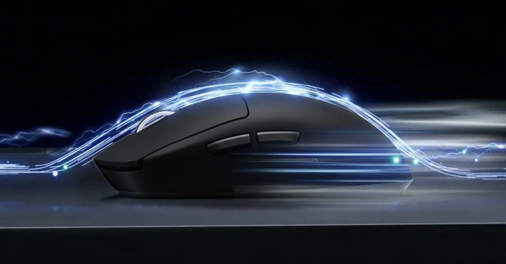 MCHOSE A7 Ultra trzy tryby komunikacji 2,4 GHz odświeżaniem 1000 Hz odbiornik USB-A Bluetooth urządzeniami mobilnymi - myszka miedzy dwoma laptopami - myszka na ciemnym tle